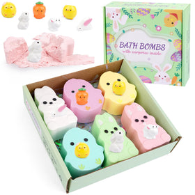 NIGOWAYS Easter bath bombs with bunny and chicken figures for a playful, colorful bath.