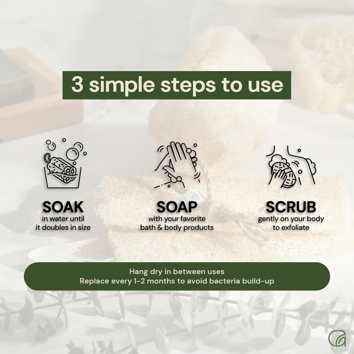 NileCart natural loofah dries soft when wet during shower routine.