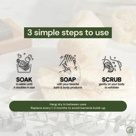 NileCart natural loofah dries soft when wet during shower routine.