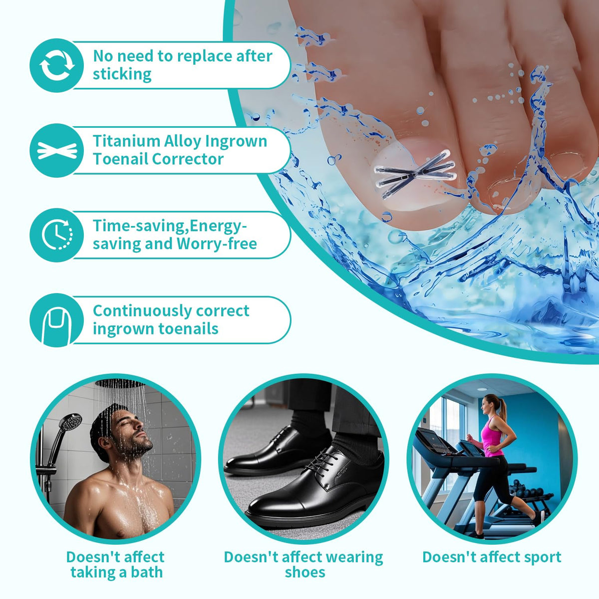 All-day comfort and secure fit of the NimbleAid toenail corrector during daily activities.