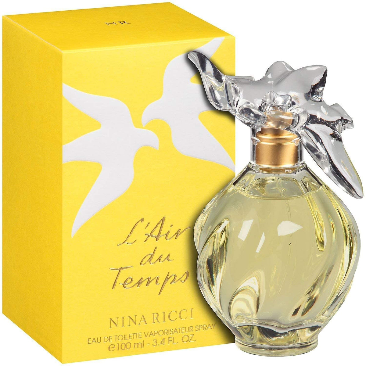 Nina Ricci L’Air du Temps 100ml bottle on vanity for daily wear.