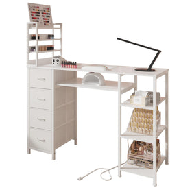 NinPeen manicure table with drawers for organized polishes and tools.