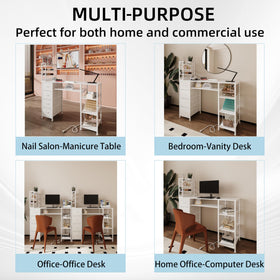 NinPeen manicure table in a home studio maximizing space and organization.