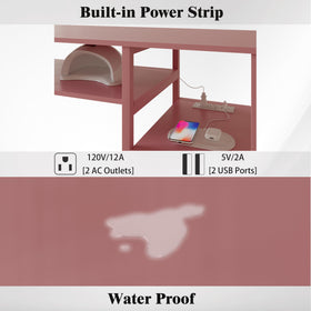 NinPeen manicure table pink dimensions for planning a spacious workstation.