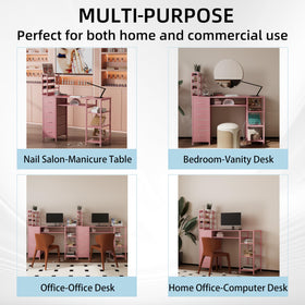 NinPeen manicure table pink lifestyle salon setup for professional use.