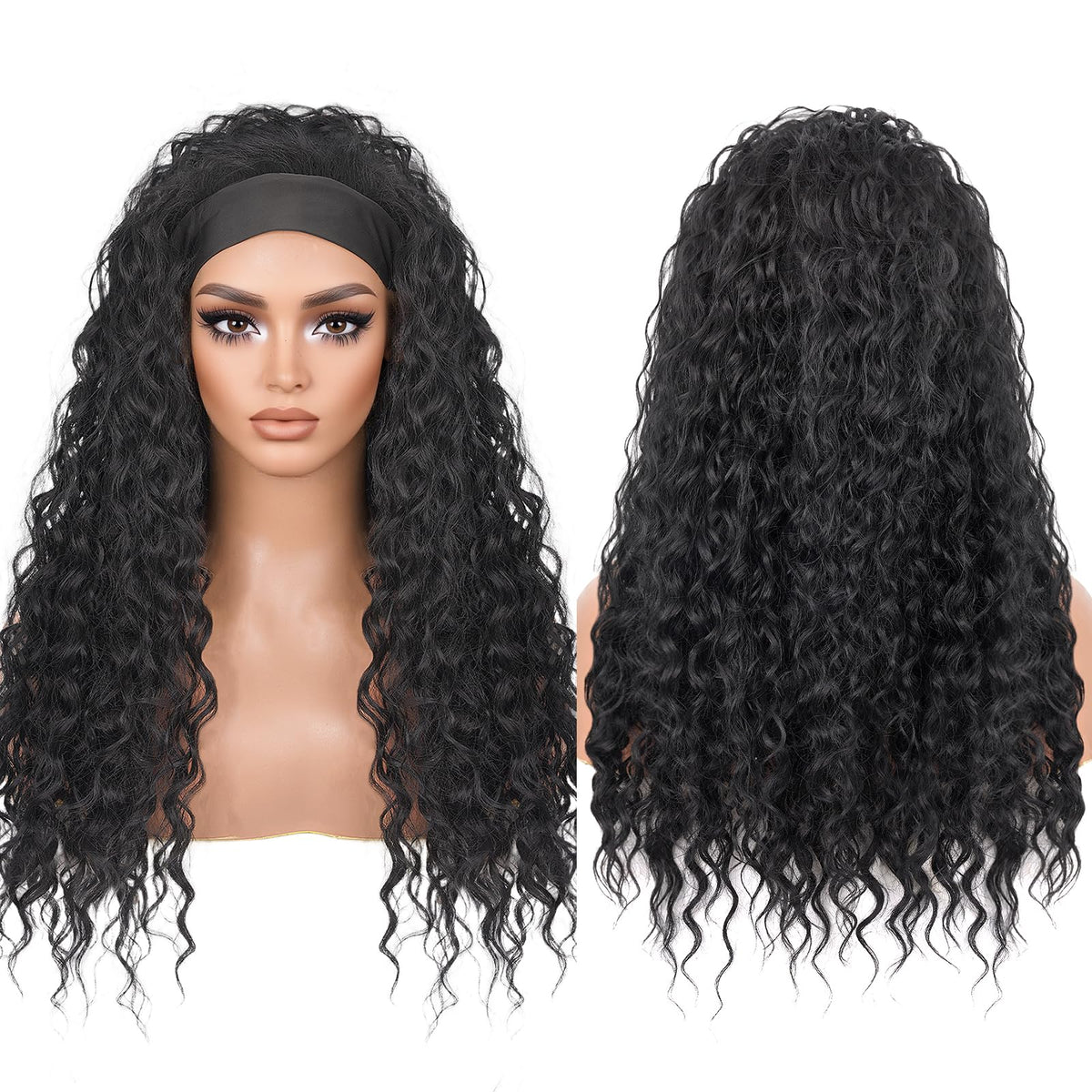 Ninroc Water Wave Half Wig in black for versatile day-to-night styling
