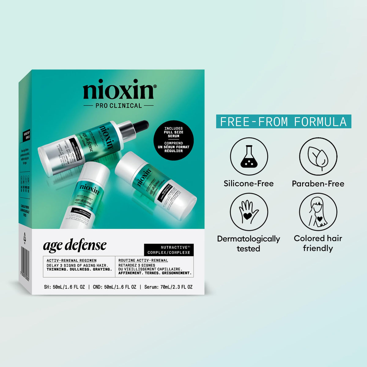 Nioxin Age Defense full hair look emphasizes texture and vitality.