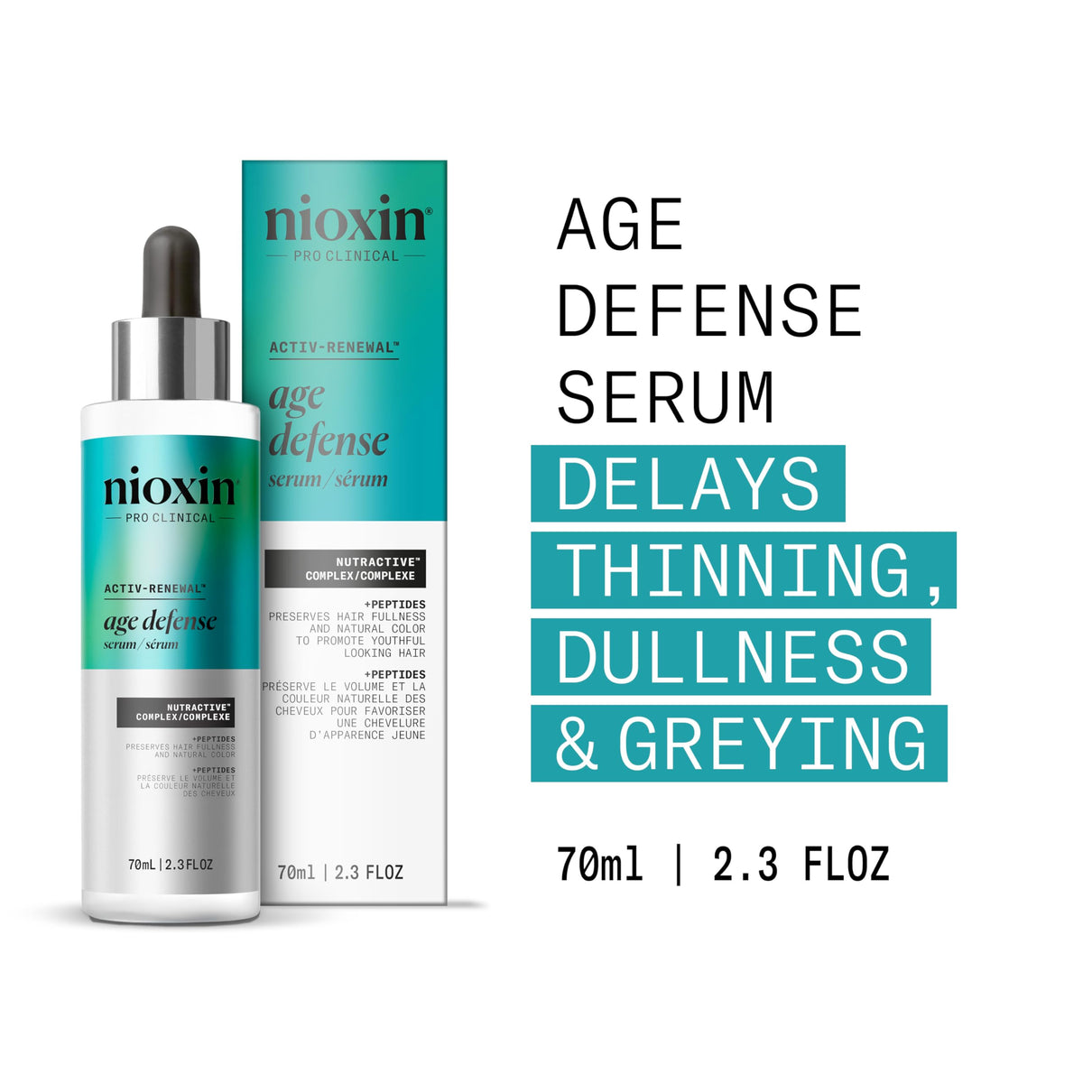 Nioxin Age Defense Serum dropper close-up showing precise dispensing