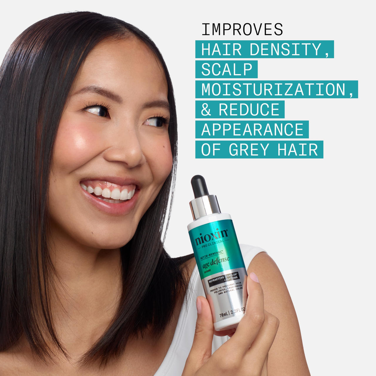 Nioxin Age Defense Serum texture close-up highlighting lightweight formula