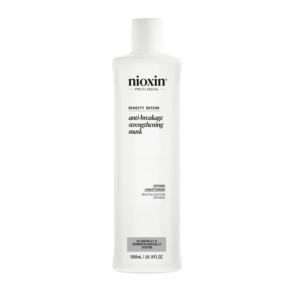 Nioxin Density Defend bottle pour showing easy application for strong hair