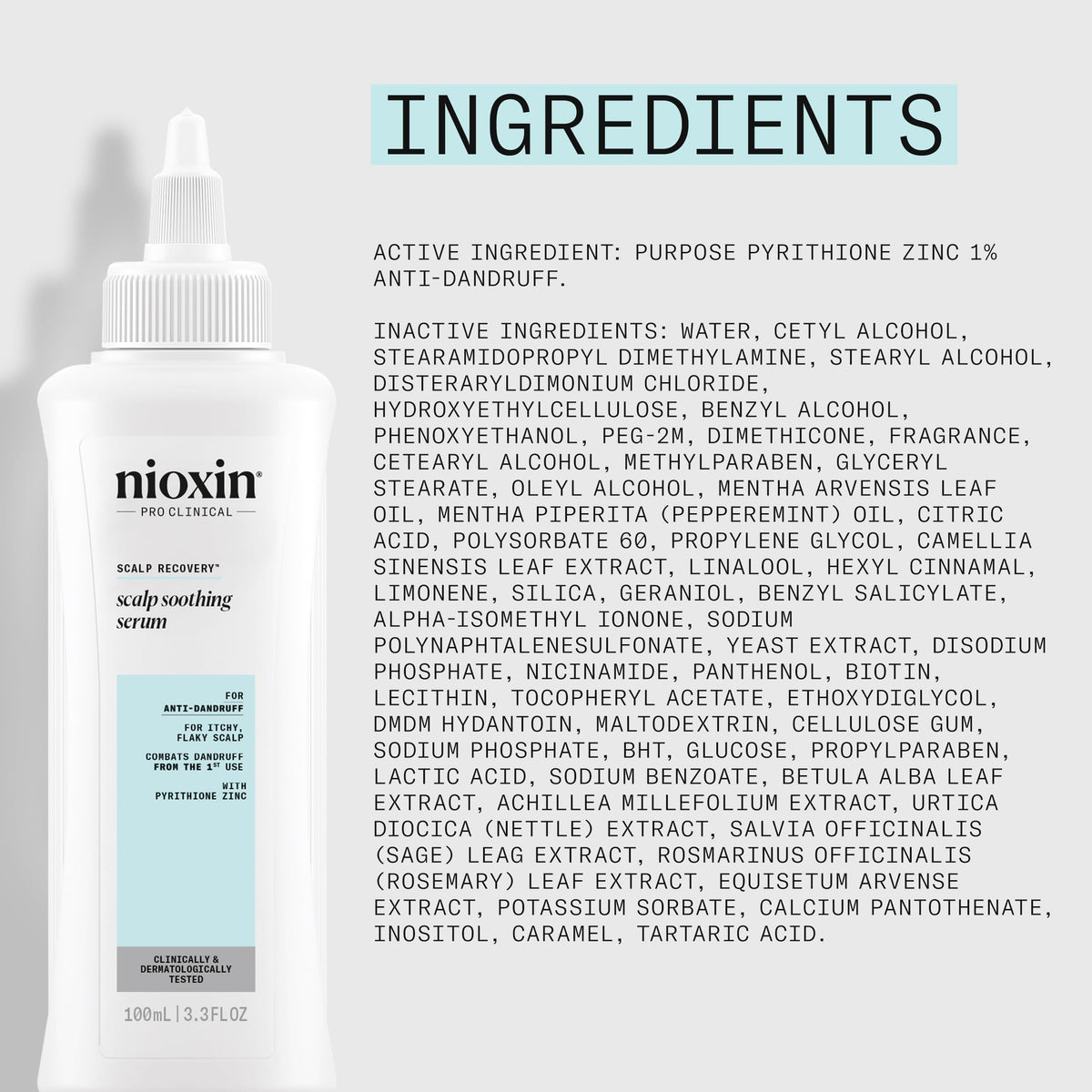 Nioxin Scalp Recovery Serum texture with droplet icon implies hydration.