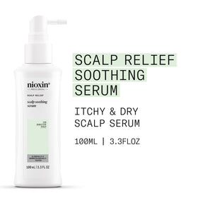 NIOXIN Scalp Relief Serum drops on the scalp deliver instant cooling relief.