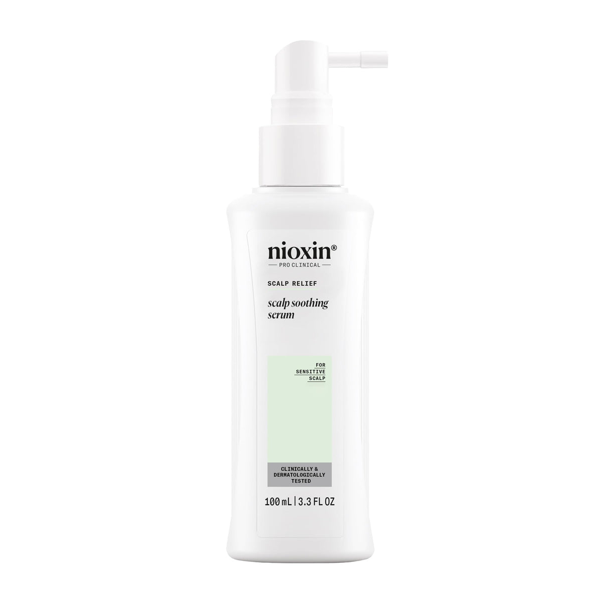 NIOXIN Scalp Relief Serum bottle shown for soothing leave-in scalp care.