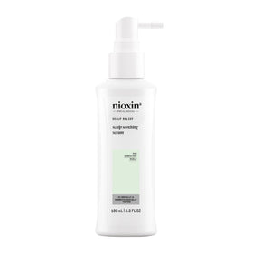 NIOXIN Scalp Relief Serum bottle shown for soothing leave-in scalp care.