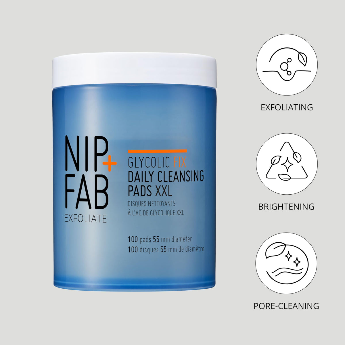 Nip+Fab Glycolic Fix XXL pad row showing consistent pre-soaked wipes