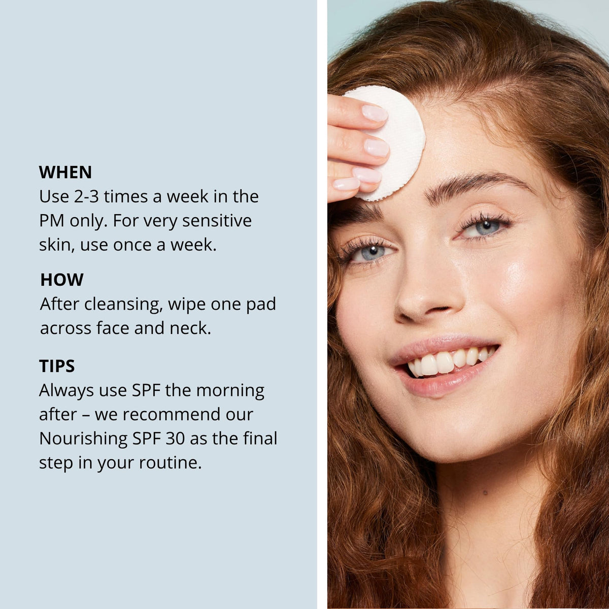 Nip + Fab Glycolic Fix Night Pads Extreme XXL being applied to skin for cleansing