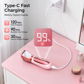 NIPOO bikini trimmer IPX7 waterproof for wet or dry use.
