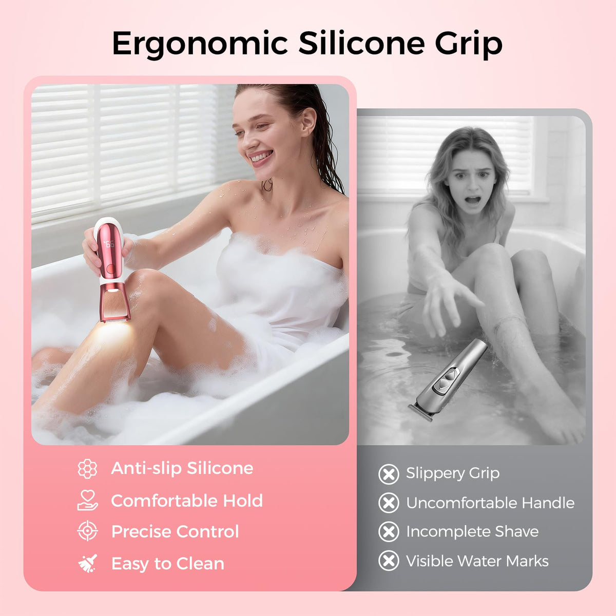 NIPOO IPX7 waterproof bikini trimmer for wet or dry grooming.