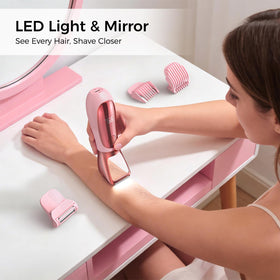NIPOO bikini trimmer with LED light and mirror for clear visibility.