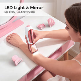 NIPOO bikini trimmer side handle for comfortable grip during wet grooming.