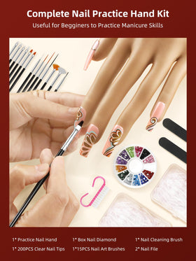 NIQZOPA practice hand fingers rotate 360 degrees for versatile nail art