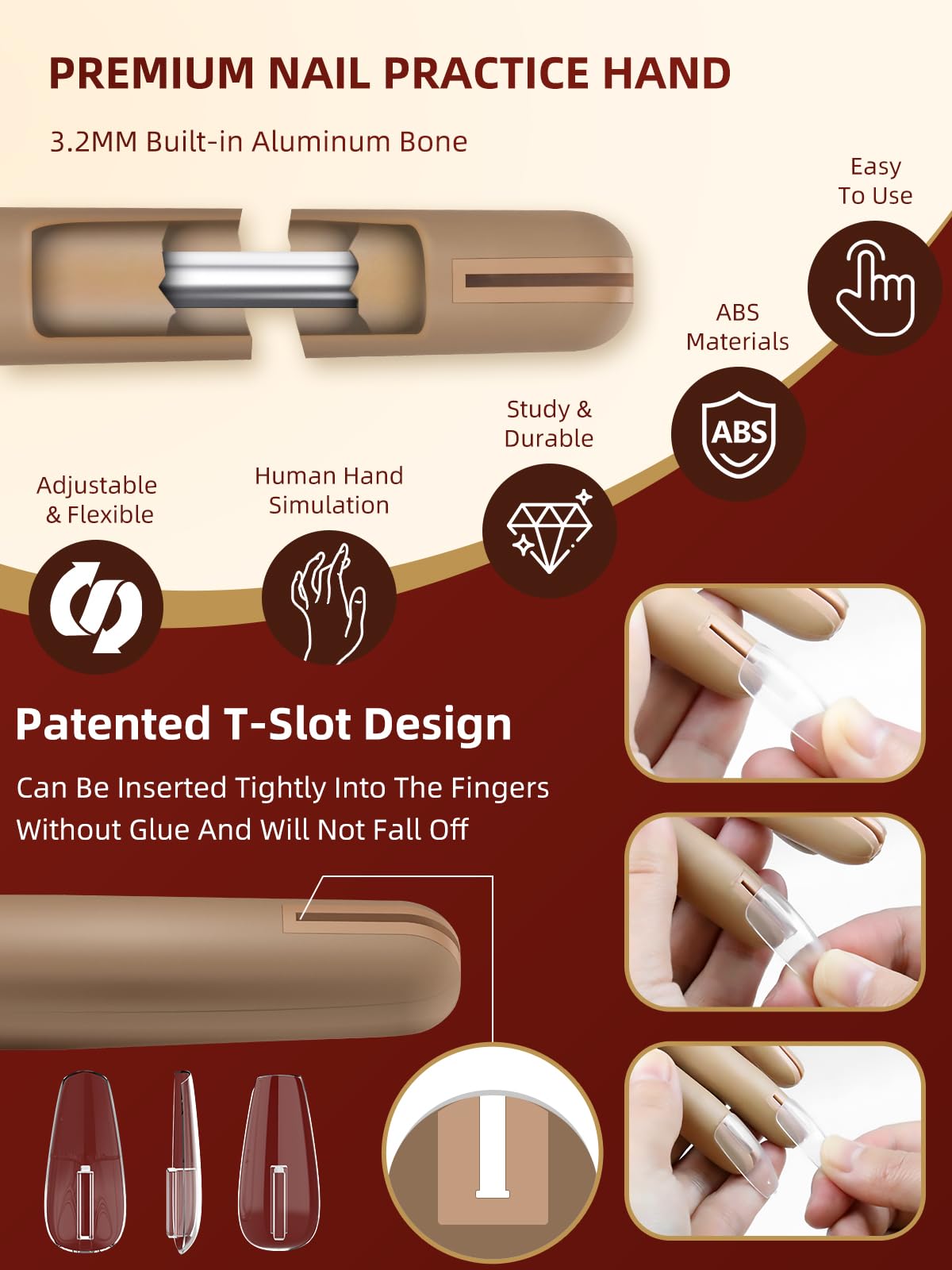 NIQZOPA non-slip base provides stable workstation for acrylic nail practice