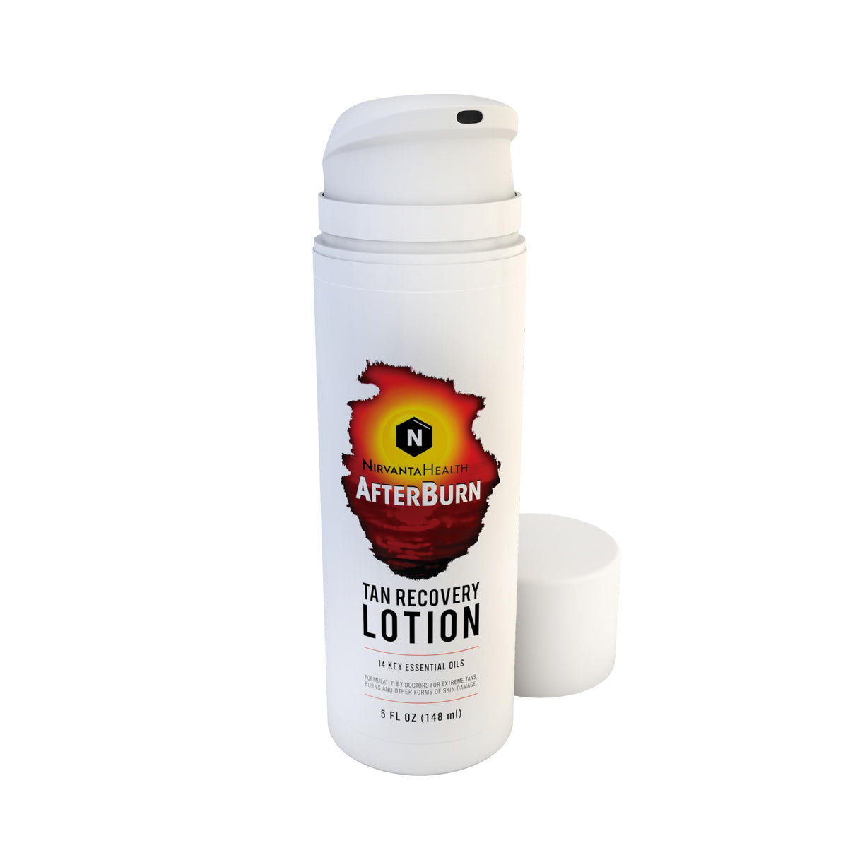 Nirvanta AfterBurn bottle pour shows quick-absorbing aftersun comfort.
