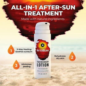 Nirvanta AfterBurn lotion application on hands demonstrates even coverage for sun-exposed skin.