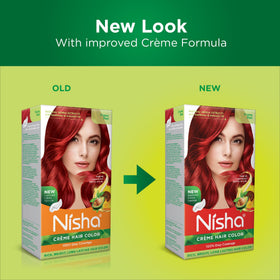 Nisha Creme Hair Color Flame Red cream texture displayed for smooth, even coverage.