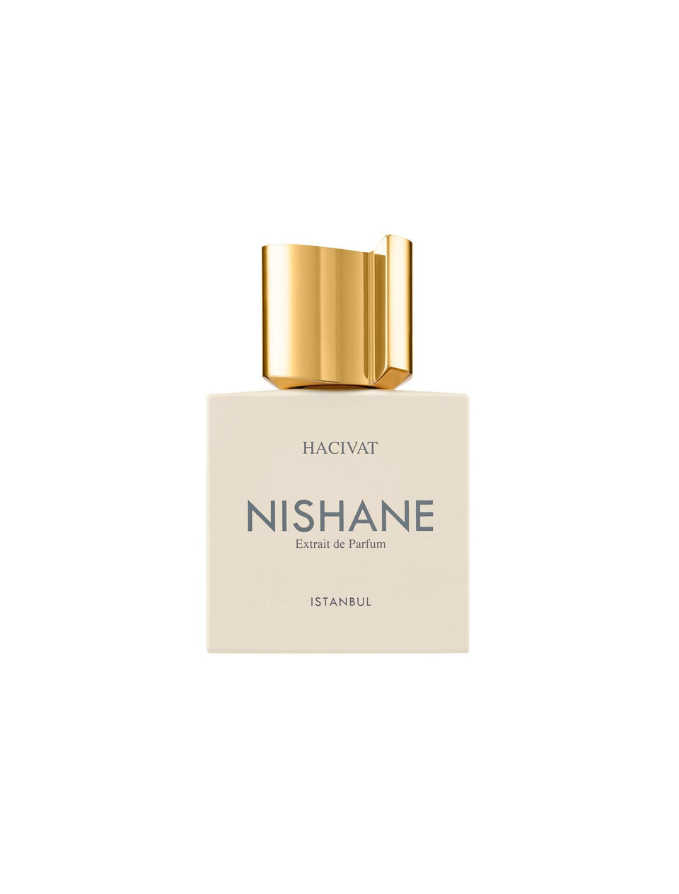 Nishane Hacivat Extrait de Parfum bottle showcases a premium glass design for a unisex scent.