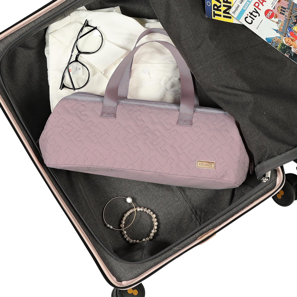 NISHEL peach-pink travel bag double-handle design for easy carrying