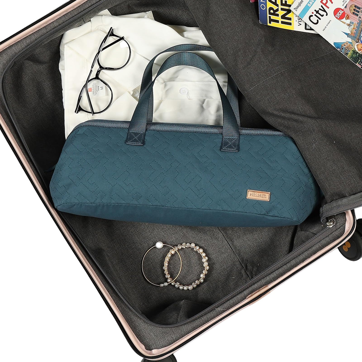 NISHEL bag lake blue double-handle design for easy carrying