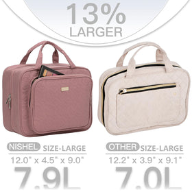 NISHEL interior compartments with mesh pouches and elastic bands secure bottles upright