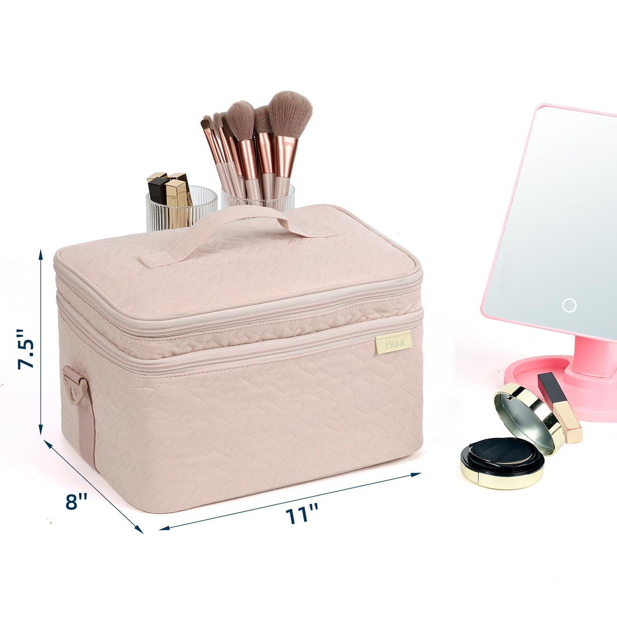 NISHEL travel bag features a sturdy shoulder strap for easy carrying.