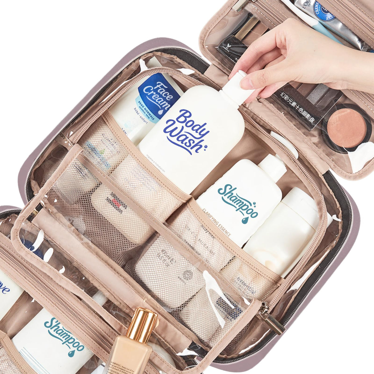 NISHEL Travel Toiletry Bag front pocket for quick daily-access items