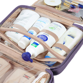 Soft material of NISHEL purple toiletry bag feels lightweight and travel-friendly