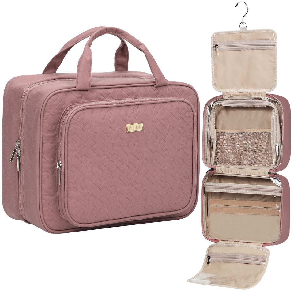 NISHEL travel toiletry bag for women with hanging design keeps cosmetics organized on the go