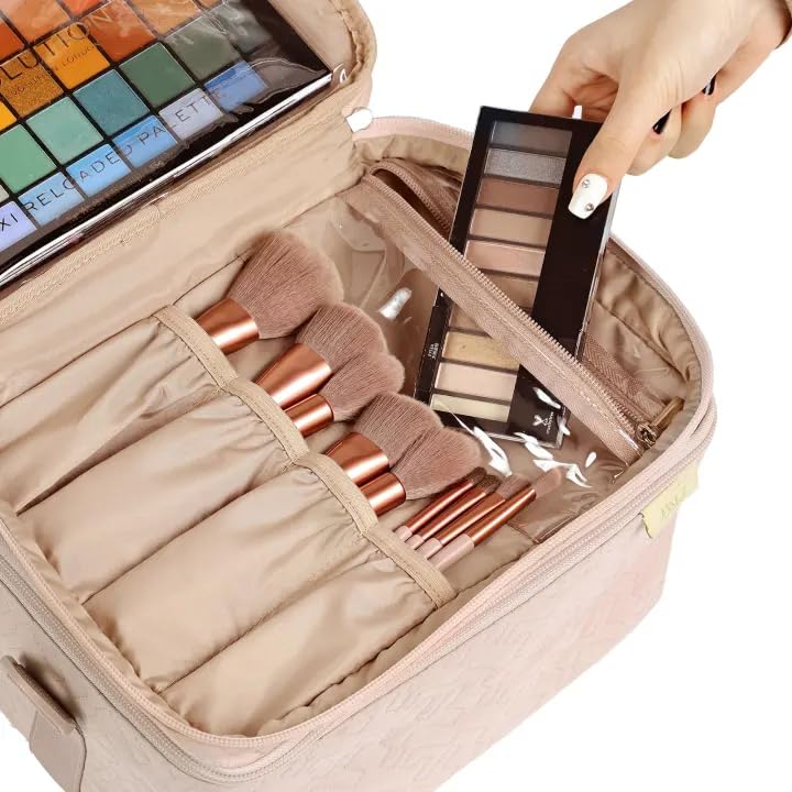 NISHEL upper layer keeps lipsticks secure while brushes stay neatly organized.