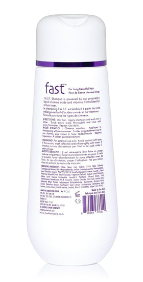 Nisim F.A.S.T shampoo label closeup highlighting AVP complex for scalp nourishment.