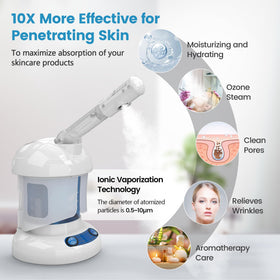 Nisperos steamer with 360-degree rotatable arm for precise mist angles