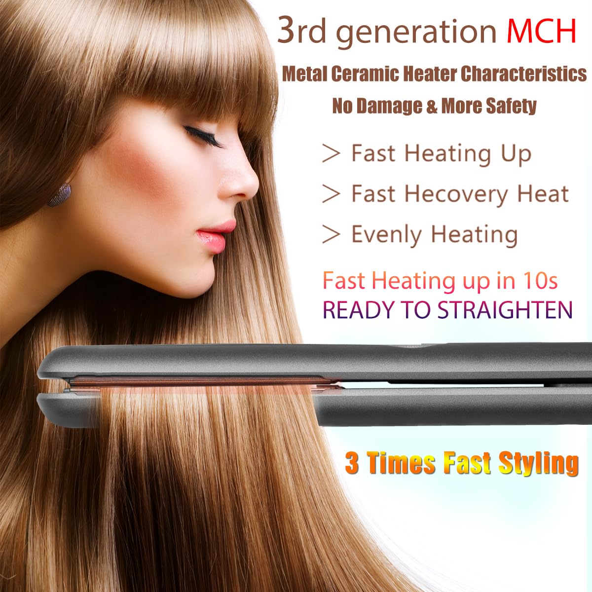 NITION ceramic tourmaline flat iron 3D floating plates prevent snagging