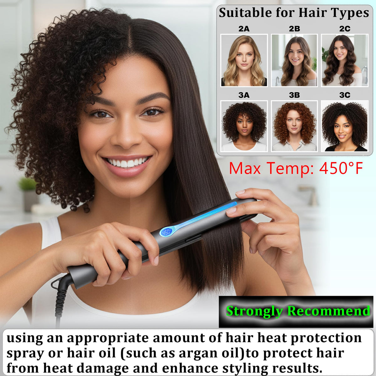 NITION flat iron heat panel with temperature display