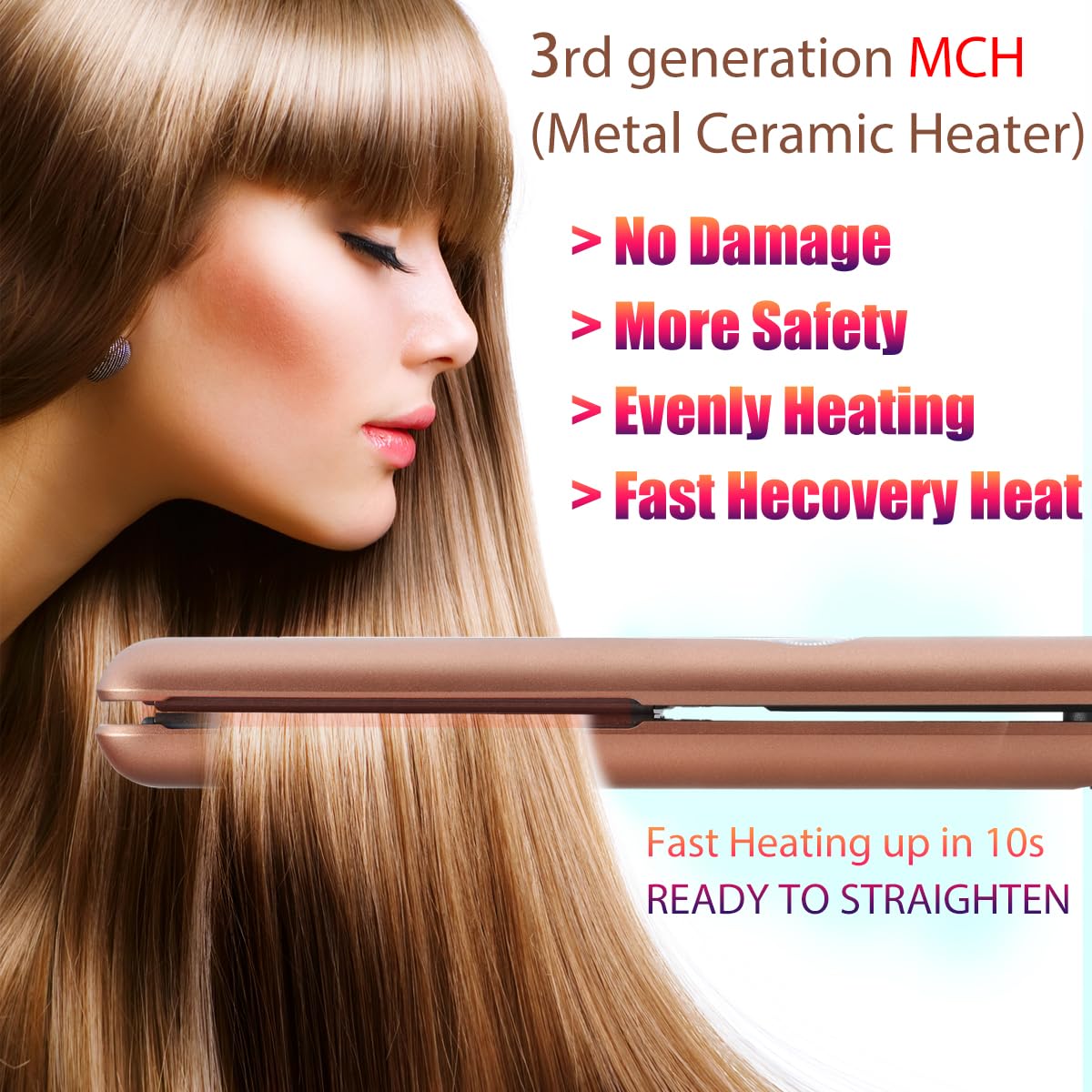 NITION flat iron in action supports efficient one-pass straightening.