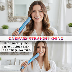 NITION Nano Titanium Straightener 1-inch 3D floating plates in action for even heat distribution
