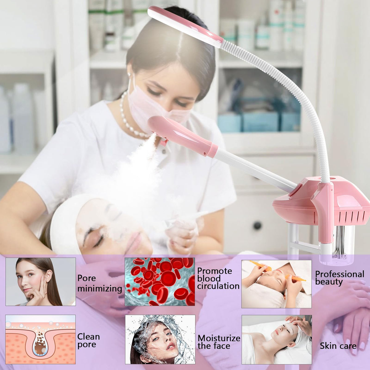 Niuadage face steamer releasing visible mist for home spa sessions
