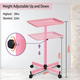 Niuadage height-adjustable metal salon tray cart for ergonomic positioning.