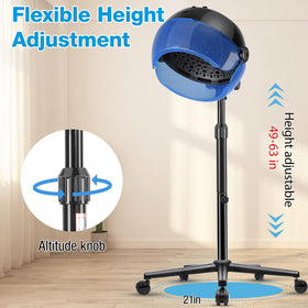 Niuadage hooded hair dryer height adjustment enables versatile seating and standing use.