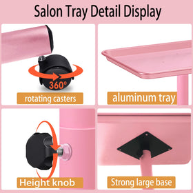 Niuadage metal salon tray on wheels for smooth, quiet transport.
