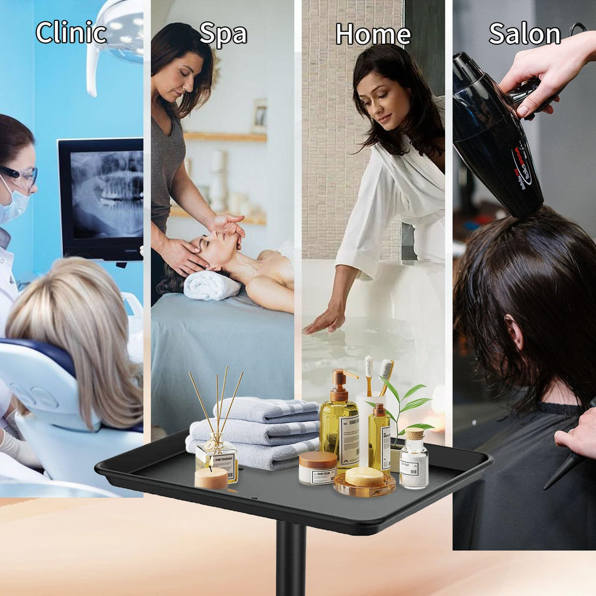 Niuadage multiuse tray supports salon, tattoo, and home tasks.