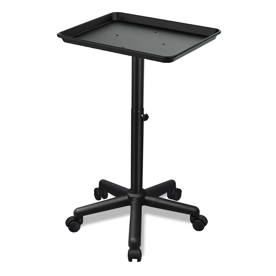 Niuadage salon tray on wheels in black for smooth, mobile styling work.